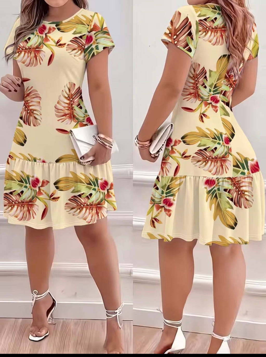 Robe d'été bohème ample à imprimé tropical
