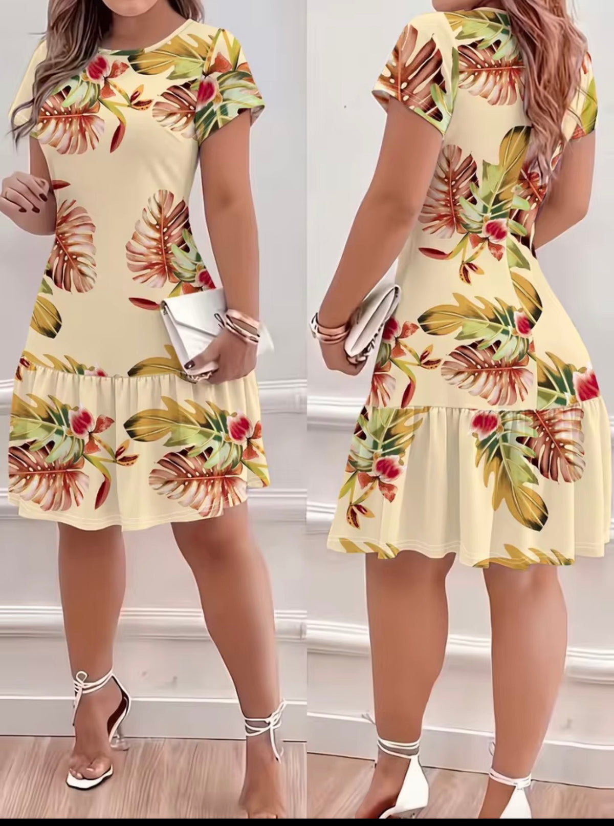 Robe d'été bohème ample à imprimé tropical