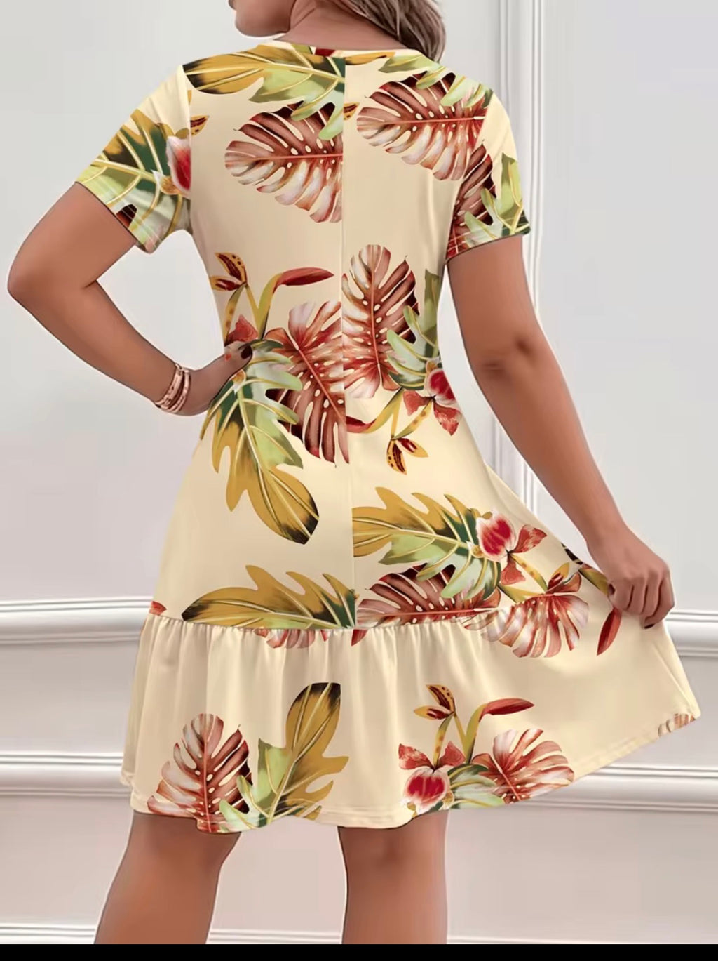 Robe d'été bohème ample à imprimé tropical