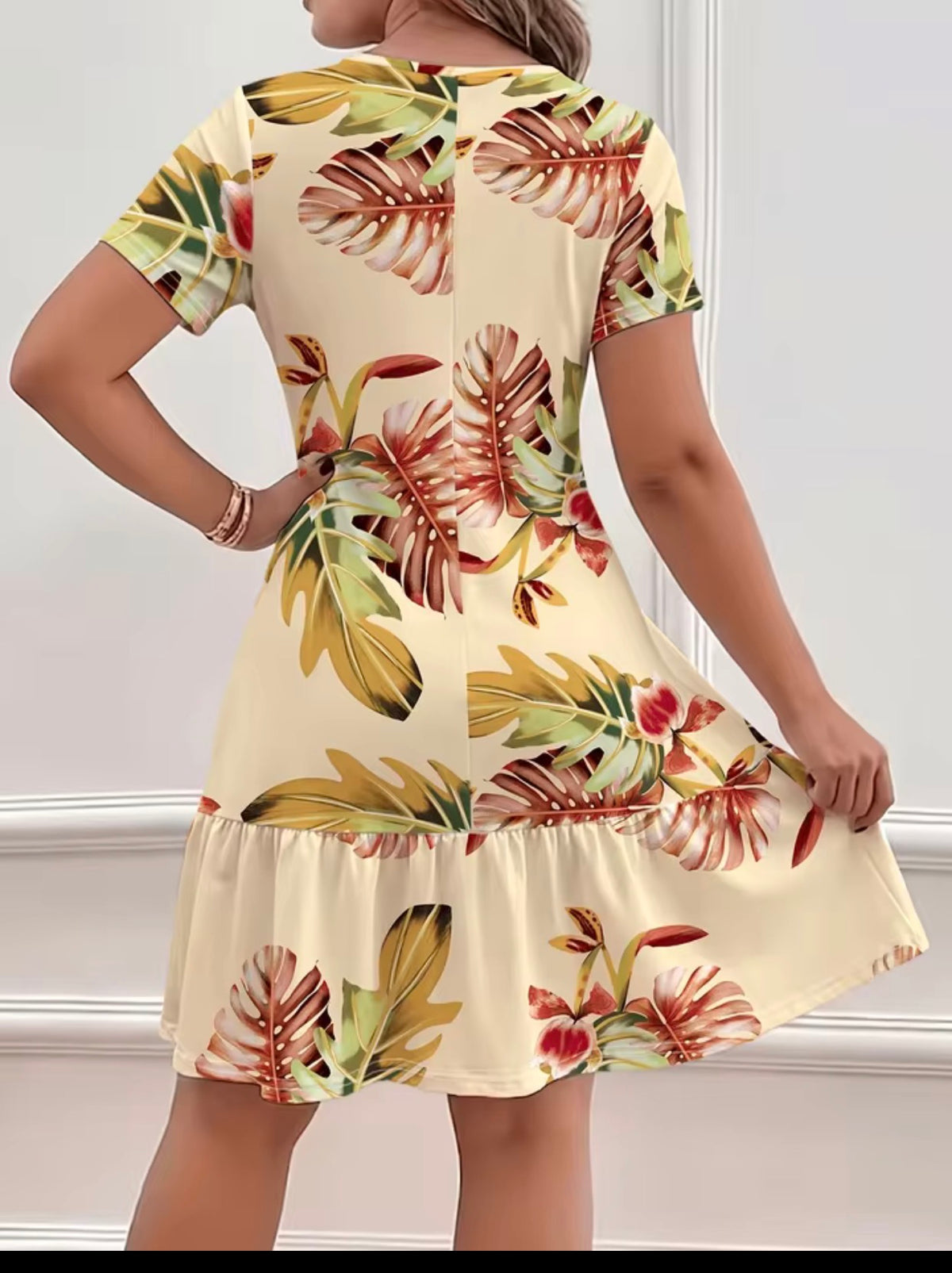 Robe d'été bohème ample à imprimé tropical
