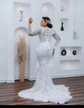 Robe de Mariée en Dentelle Africaine Personnalisée — Manches Longues, Jupe Amovible