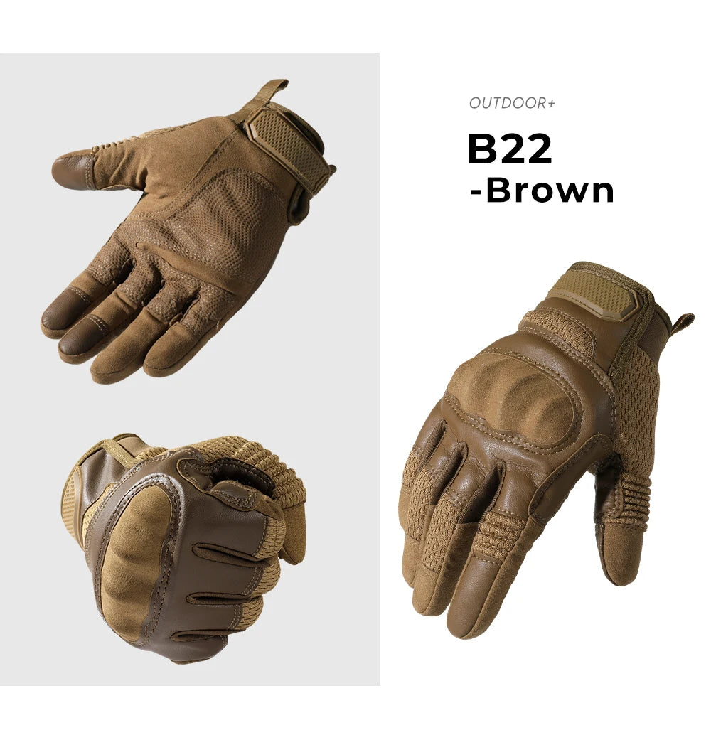 Gants Moto Tactiles Cuir PU — Protection & Grip, Toutes Saisons