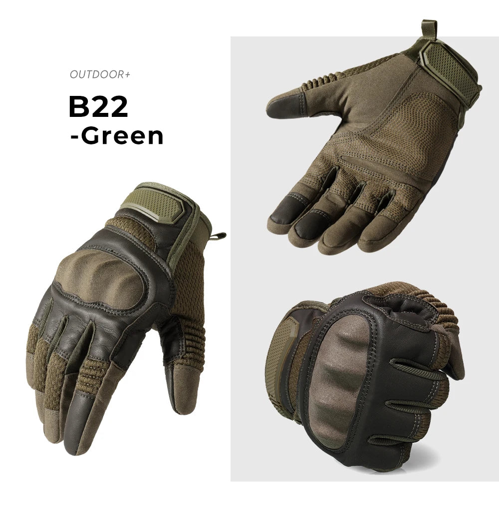 Gants Moto Tactiles Cuir PU — Protection & Grip, Toutes Saisons