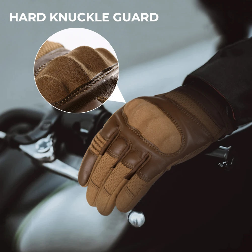 Gants Moto Tactiles Cuir PU — Protection & Grip, Toutes Saisons